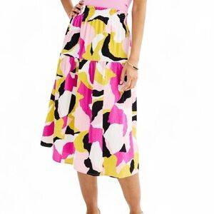 Nine West Color Pop Smocked Waist Midi Skirt – Size Large